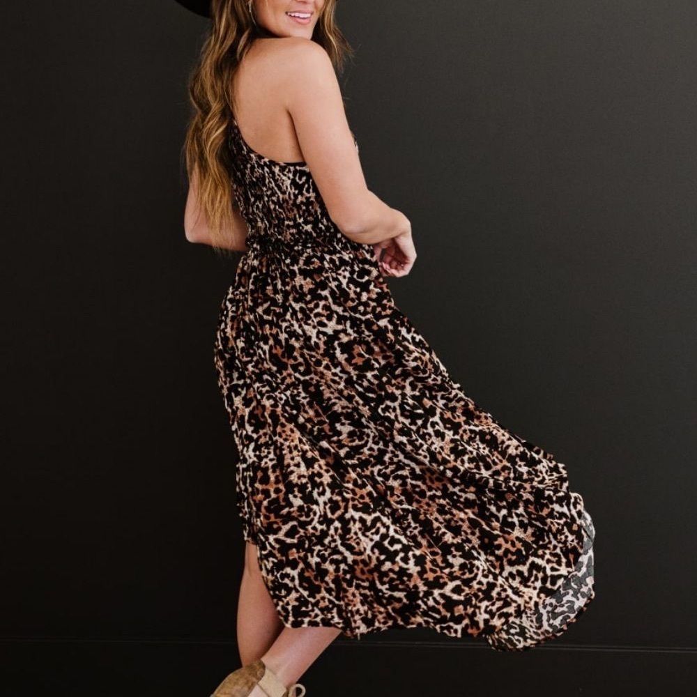 New! 💕 ODDI Animal Talk Leopard Print Midi Dress - Picture 7 of 9
